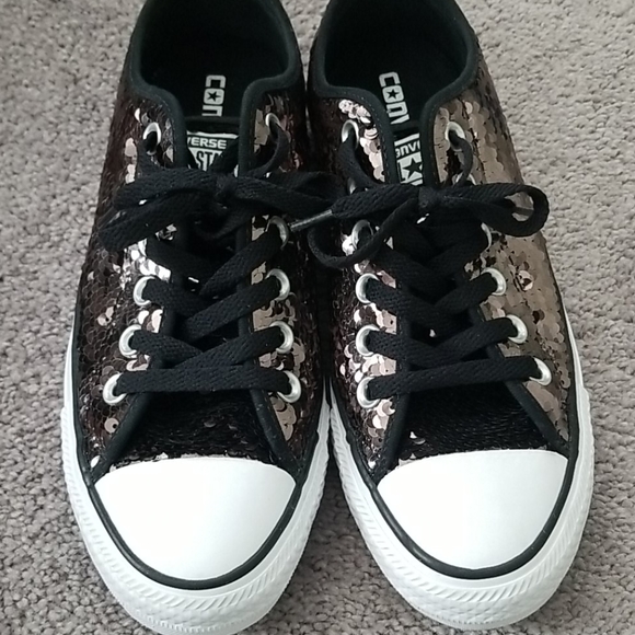 sequin black converse